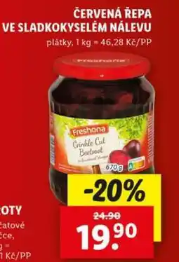 Lidl Freshona Červená řepa ve sladkokyselém nálevu nabídka