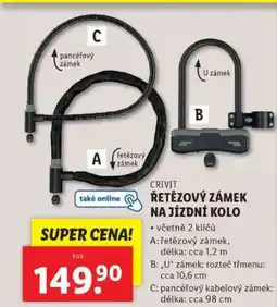 Lidl CRIVIT ŘETĚZOVÝ ZÁMEK NA JÍZDNÍ KOLO nabídka