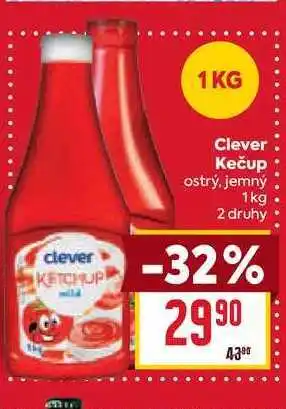 Billa Clever Kečup ostrý, jemný 1kg nabídka