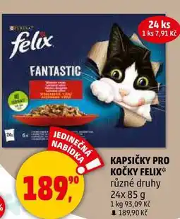Penny Market KAPSIČKY PRO KOČKY FELIX různé druhy, 24x85 g nabídka