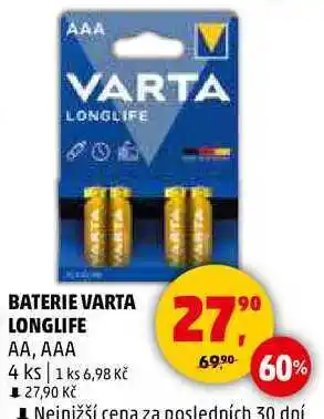 Penny Market BATERIE VARTA LONGLIFE АА, ААА, 4 ks nabídka