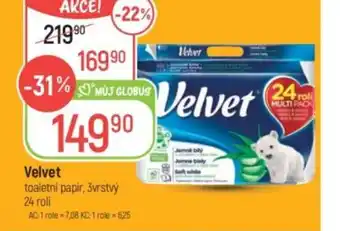 Globus Velvet toaletni papir, 3vrstvý nabídka