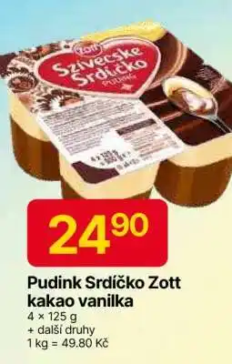 Hruška Pudink Srdíčko Zott kakao vanilka nabídka