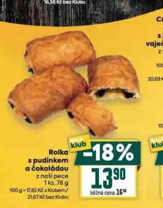 Billa Rolka s pudinkem a čokoládou nabídka