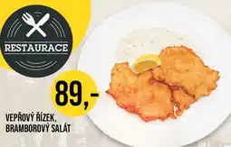 Jip Vepřový řízek, bramborový salát nabídka