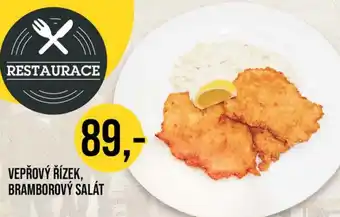 Jip Vepřový řízek, bramborový salát nabídka
