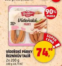 Penny Market VÍDEŇSKÉ PÁRKY ŘEZNÍKŮV TALÍŘ, 2x 200 g nabídka