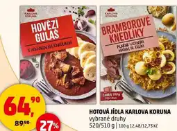 Penny Market HOTOVÁ JÍDLA KARLOVA KORUNA vybrané druhy, 520/510 g nabídka