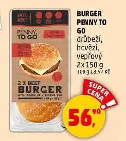 Penny Market BURGER PENNY TO GO drůbeží, hovězí, vepřový, 2x 150 g nabídka