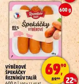 Penny Market VÝBĚROVÉ ŠPEKÁČKY ŘEZNÍKŮV TALÍŘ, 600 g nabídka