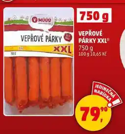 Penny Market VEPŘOVÉ PÁRKY XXL, 750 g nabídka