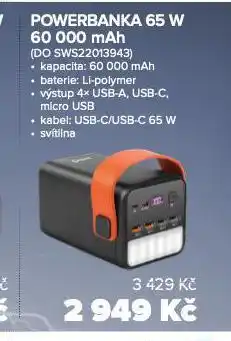 Auto Kelly Powerbanka 65 w 60 000 mah nabídka