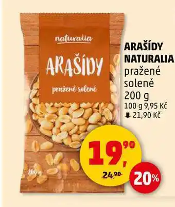 Penny Market ARAŠÍDY NATURALIA pražené solené, 200 g nabídka