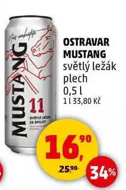 Penny Market OSTRAVAR MUSTANG světlý ležák plech, 0,5 l nabídka