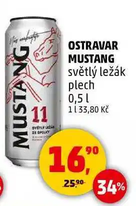Penny Market OSTRAVAR MUSTANG světlý ležák plech, 0,5 l nabídka