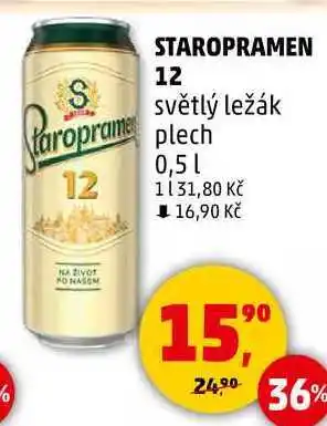 Penny Market STAROPRAMEN 12 světlý ležák, 0,5 l nabídka