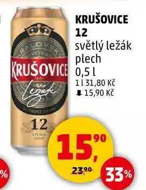 Penny Market KRUŠOVICE 12 světlý ležák plech, 0,5 l nabídka