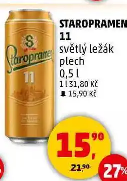 Penny Market STAROPRAMEN 11 světlý ležák, plech, 0,5 l nabídka