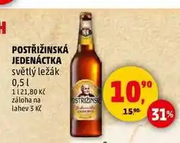 Penny Market POSTŘIŽINSKÁ JEDENÁCTKA světlý ležák, 0,5 l nabídka