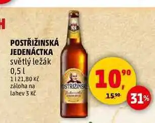 Penny Market POSTŘIŽINSKÁ JEDENÁCTKA světlý ležák, 0,5 l nabídka