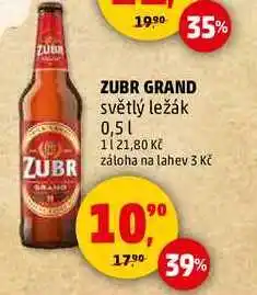 Penny Market ZUBR GRAND světlý ležák, 0,5 l nabídka