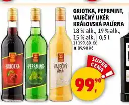 Penny Market GRIOTKA, PEPRMINT, VAJEČNÝ LIKÉR KRÁLOVSKÁ PALÍRNA 18% alk., 0,5 l nabídka