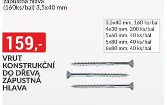 Baumax Vrut konstrukční do dřeva zápustná hlava nabídka