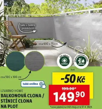Lidl LIVARNO HOME BALKONOVÁ CLONA / nabídka