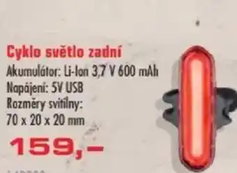 Uni Hobby Cyklo světlo zadní Akumulátor: Li-Ion 3,7 V 600 mAh nabídka