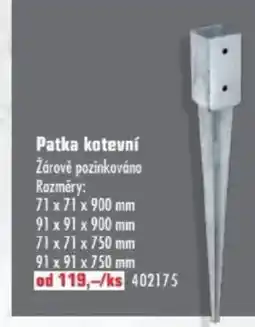 Uni Hobby Patka kotevní Žárově pozinkováno Rozměry: nabídka