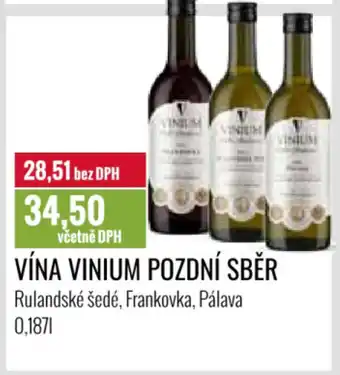 Ratio Vína Vinium pozdní sběr nabídka