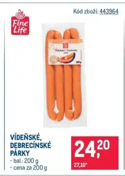 Makro Vídeňské, debrecínské párky nabídka