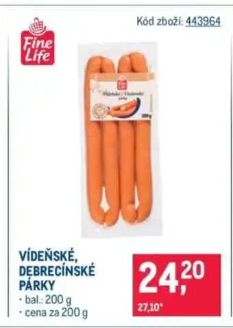 Makro Vídeňské, debrecínské párky nabídka