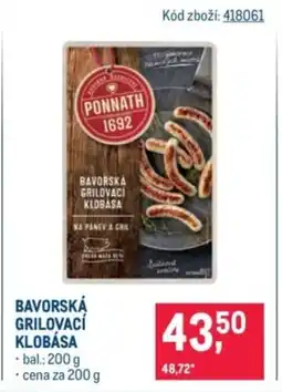 Makro Bavorská Grilovací klobása nabídka