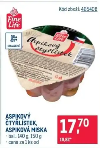 Makro Aspikový čtyřlístek, Aspiková miska nabídka
