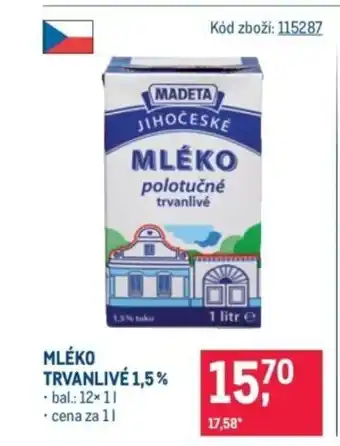 Makro MADETA Mléko trvanlive 1,5% nabídka