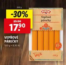 Lidl Vepřové párečky nabídka