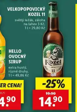 Lidl Pivo velkopopovický kozel nabídka