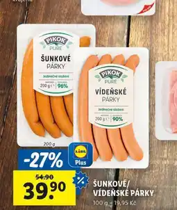 Lidl Šunkové párky nabídka