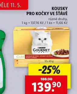 Lidl Gourmet kousky pro kočky ve šťávě nabídka
