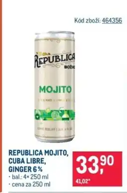 Makro Republica mojito, Cuba libre, Ginger 6% nabídka