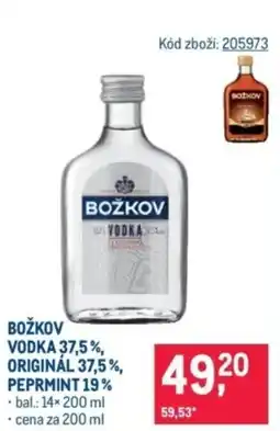 Makro BOŽKOV Vodka 37,5%, Originál 37,5%, Peprmint 19% nabídka