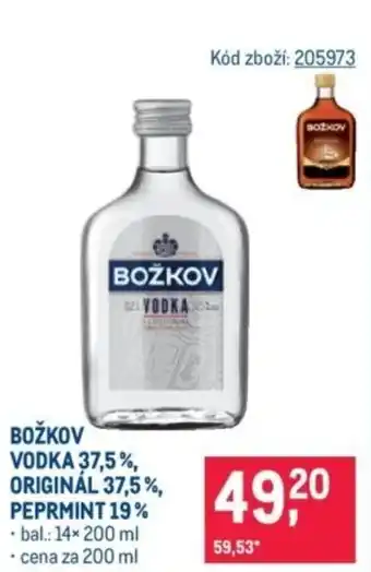 Makro BOŽKOV Vodka 37,5%, Originál 37,5%, Peprmint 19% nabídka