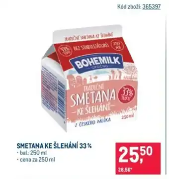 Makro BOHEMILK Smetana ke šlehání 33% nabídka