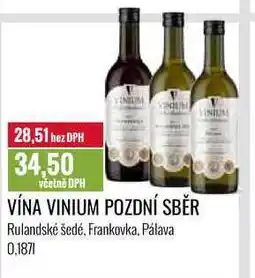 Ratio VÍNA VINIUM POZDNÍ SBĚR 0,187l nabídka