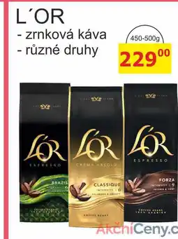 BENE Nápoje L'OR - zrnková káva 450-500g nabídka