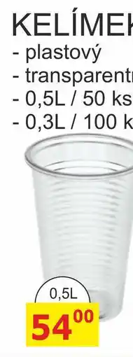 BENE Nápoje KELÍMEK - plastový transparent - 0,5L / 50 ks nabídka