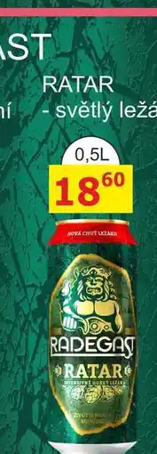 BENE Nápoje Radegast RATAR 0,5L plechovka nabídka