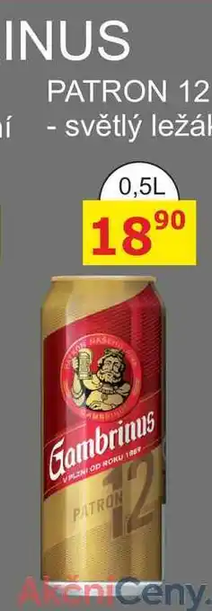 BENE Nápoje Gambrinus Patron 12° 0,5L, plech nabídka
