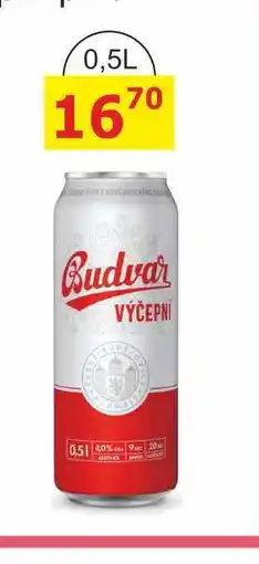 BENE Nápoje BUDVAR Pivo světlé výčepní 0,5l 0.5l plech nabídka
